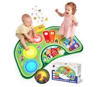 hahaland Alfombra Musical Piano Bebé 1 Año, Juguetes Bebes 6-12 Meses | 2 en 1 con Tambor y Piano Interactivo, Luz y Sonido para Desarrollo Sensorial, Regalo Bebe 1 Año Niños y Niñas