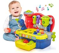 hahaland Banco de Trabajo Juguetes Niños 1 año 2 años, Banco de Herramientas Multifuncional con Música y Luz Juguetes Bebes 6-12 Meses Juguete de Martillo Juego de Desarrollo y Aprendizaje Temprano