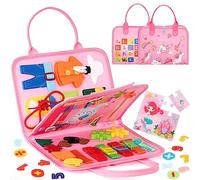 hahaland Busy Board Montessori - Tablero Montessori Juguetes Niños 3 Años, Portátil Activity Board Juguetes Niñas 3 Años Unicornio Regalo