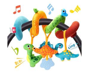 hahaland Cochecitos Juguetes Bebes 0 3 6 Meses, Espiral Carro Bebe Colgantes Juguetes Bebes 6-12 Meses, Dinosaurios de Peluche con Sonidos Interactivo Regalos para Bebe
