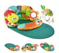 hahaland Juguetes Bebes 0-3 Meses - 3 en 1 Tummy Time & Soporte para Sentarse Cojín - Juguetes con Sonajas, Mordedor para Bebé 0 3 6 Meses