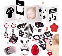 hahaland Juguetes Bebes 0-3 Meses - Blanco y Negro Sensorial Juguetes para Bebes 0 3 6 Meses, Tummy Time Juegos de Estimulación Regalos Bebe 0-6 Meses 30 Piezas Set