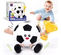 hahaland Juguetes Bebes 6-12 Meses - Popping Pelota Futbol Juguetes Niños 1 año con Música & Grabación, Tummy Time Peluche Interactivo Regalos Bebe 6 9 12 Meses