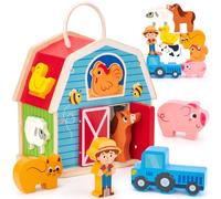 hahaland Juguetes Niños 1 2 Años Montessori - 4 en 1 Juguete de Granja