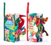 hahaland Libros Bebe Juguetes Bebes 0 3 6 Meses, 2 Piezas Libros de Tela Blandos para Bebes 6-12 Meses, Animales Libro de Actividades Sensorial Regalo Bebe 1 Año