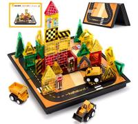 hahaland Mini Construcciones Magneticas de Viaje para Niños, 42 Piezas Bloques Magneticos Construccion Niños con Caja Portátil, Juego Montessori Stem para Niños 3 4 5 6 Años