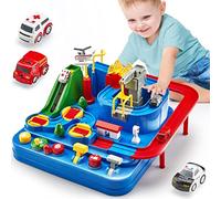 hahaland Pista de Coches Juguetes Niños 3 años - 6 Botones, 8 pequeño retos - Juego de Lógica Interactivo Coches para Niños 3 4 5 6 8 Regalo Niño Niña 3+