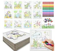 HahaMagic, 12PCS puzzles para colorear, con 12 ceras de colores apilables (12 colores en 1), adecuado como regalos cumpleaños niños colegio, regalitos de navidad para niños y detalles para regalar
