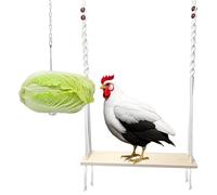 HahaMagic, Columpios para Gallinas y Comedero Colgante para Verduras, Pino Natural con Cuerda Tejida a Mano, Ideal como Accesorios para Gallineros y Regalo para Dueños de Pollos