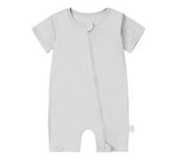 HAHASHOW Body Bebé Manga Corta para Verano, Ropa Bebé Niña 0-3 Meses Recién Nacido de Fibra de Bambú, Pijamas Niños con Cremallera 2 Vías Gris Claro