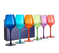 HAHASHOW Copas de Vino de Colores, Juego de 6 Copas de Tallo Largo, 18OZ Cubiertos de Plástico Tritan de Colores, Disponible en Cristalería Apta para Lavavajillas, Colorido