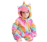 HAHASHOW Disfraz De Animal Lindo Para Niños Bebé Halloween Mono De Franela Peludo Cálido Otoño Invierno Ropa De Una Pieza Regalos 18-24 Meses Unicornio Multicolor 100
