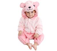 HAHASHOW Disfraz De Animal Lindo Para Niños Bebé Halloween Mono De Franela Peludo Cálido Otoño Invierno Ropa De Una Pieza Regalos 30-36 Meses Oso Rosa 120