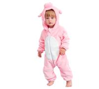 HAHASHOW Mono De Animal para Niño Pequeño Disfraz De Halloween Franela Peluche Cálido Romper Con Capucha Ropa De Fiesta Regalos 6-12 Meses Cerdo 80