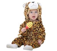 HAHASHOW Mono De Animal para Niño Pequeño Disfraz De Halloween Franela Peluche Cálido Romper Con Capucha Ropa De Fiesta Regalos 24-30 Meses Leopardo 110