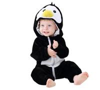 HAHASHOW Mono De Animal para Niño Pequeño Disfraz De Halloween Franela Peluche Cálido Romper Con Capucha Ropa De Fiesta Regalos 2-6 Meses Pingüino 70