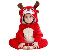 HAHASHOW Pijama Navideño para Bebé 30-36 Meses, Unisex de Franela con Reno y Santa Claus, Pijama Abrigada para Recién Nacidos y Bebés