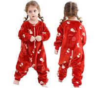 HAHASHOW Saco De Dormir Con Pies Invierno para Bebe 9-18 Mesess, Rojo