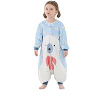 HAHASHOW Saco De Dormir Para Bebé Con Piernas Súper Suave y Cálido Manta Portátil Envolver Con Mangas Para Niños Pequeños De 5 Años a 6 Años Oso