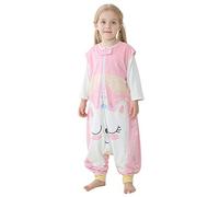 HAHASHOW Saco De Dormir Para Bebé Con Piernas Súper Suave y Cálido Manta Portátil Envolver Sin Mangas Para Niños Pequeños De 1 Años a 3 Años Rosado