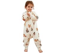 HAHASHOW Saco De Dormir Para Bebé Con Piernas y Mangas Larga Fanela Súper Suave y Cálido Manta Portátil Envolver Para Niños Pequeños De 9-18 Meses 80 Blanco