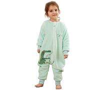 HAHASHOW Saco De Dormir Para Bebé Con Piernas y Mangas Larga Fanela Súper Suave y Cálido Manta Portátil Envolver Para Niños Pequeños De 2-3 Años 100 Verde