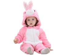 HAHASHOW Unisexo Bebé Encapuchada Mameluco Franela Lindo Animal Mono Ropa De Una Pieza Hallowen Cosplay 2-6 Meses Coneja Rosa 70