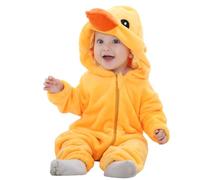 HAHASHOW Unisexo Mono De Bebé Recién Nacido Franela Encapuchada Mameluco Niños Meses Animal Hallowen Partidos Fraces Pato Amarillo 70