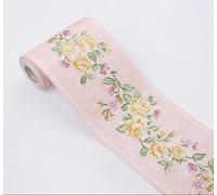 HAHII Borde del papel pintado peonía rosa Auto Adhesivo del Papel Pintado del PVC Cenefa autoadhesiva para decoración de pared de cocina baño 10.6X1000CM