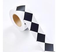 HAHII Borde del papel pintado rombo blanco y negro Auto Adhesivo del Papel Pintado del PVC Cenefa autoadhesiva para decoración de pared de cocina baño 6.6X500CM