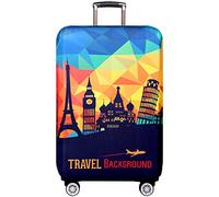 HAHII Funda protectora elástica para equipaje de viaje, funda protectora para maleta, Round the World Travelling 2, M（22-24in）