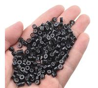 HAHIYO 500 cuentas de extensión de cabello de 5 x 3 x 3 mm, color marrón oscuro, anillo de extensión de pelo forrado de silicona, punta en I, cuentas de extensión de cabello humano nano para