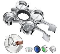 Hahorpa 12-en-1 Llave para Aireador de Grifo, Llave Aireador Grifo Universal en Aleación de Zinc para M16 M18 M20 M22 M24 con 4 Piezas de Aireadores