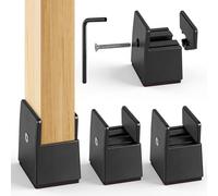 Hahorpa 4 Piezas Elevadores de Cama, 5cm Elevador Mesa Ajustables de 10-37mm de Ancho, Extensión de Patas para Somier de Alta Resistencia, Elevador de Cama Mesa y Sofá de Capacidad de 500kg (Negro)