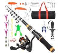 Hahorpa Caña de Pescar para Niños 36-210cm, Caña de Pescar Telescópica con Carrete, Alicates de Pesca, Agarrador de Pescado, Anzuelos y Bolsa, Regalo Ideal para Viajes, Camping y Senderismo Infantil