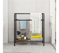 HAHRIR Toallero de 3 niveles de metal, pequeño toallero independiente para el baño, ahorro de espacio, dormitorio, baño, estante de exhibición para piscina (negro, 70 x 27 x 76 cm)