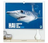 Hai: Raubtier der Meere (hochwertiger Premium Wandkalender 2026 DIN A2 quer), Kunstdruck in Hochglanz: Haie: Der Fluch des Films "Der weiße Hai"