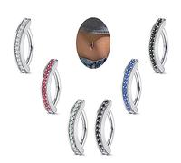 HAIAISO 4-6 piercings de ombligo de 14 G para mujer, hipoalergénicos, con circonita cúbica, diamantes de imitación, remache curvado, anillos de ombligo, joyería de 10 mm y 12 mm, 12MM, Cobre, Circonia