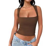 Haibang Camiseta sin Mangas Mujer Verano Sexy Crop Top Ajustado Cuello Cuadrado Camisetas Tirantes Deportivas Tank Tops sin Costuras Básica Chalecos Top Lencero Elegantes Moda Casual Y2K Streetwear
