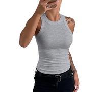 Haibang Femmes D'été Débardeur Col Rond Hauts Top Sans Manches Trim Tank Top Basique Extensible T-Shirts Sexy Chic Doux Respirant Débardeur Côtelé Sports Camisole Élégant Casual Chemise