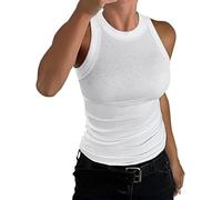 Haibang Femmes D'été Débardeur Col Rond Hauts Top Sans Manches Trim Tank Top Basique Extensible T-Shirts Sexy Chic Doux Respirant Débardeur Côtelé Sports Camisole Élégant Casual Chemise