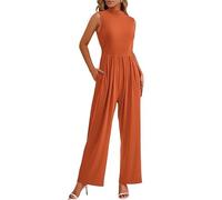 Haibang Mono Mujer Verano Elegante Jumpsuit Largo Sin Mangas Cuello Redondo Pantalones de Pierna Ancha Elegante Rompers Playsuit Una Pieza Traje Informal de Cintura Alta para Salir