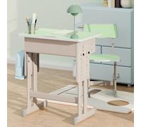 Haibinsuo Juego de escritorio y silla ergonómica para niños, altura ajustable, mesa de estudio de madera con cajón de almacenamiento y ganchos para bolsas escolares, muebles escolares seguros para