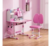 Haibinsuo Juego de escritorio y silla para niños, juego de mesa y silla de estudio para adolescentes, escritorio ergonómico para estudiantes, altura ajustable, escritorio escolar con cajón de