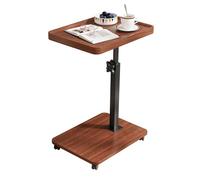 Haibinsuo Mesa auxiliar en forma de C con altura ajustable y almacenamiento de 2 niveles, mesa auxiliar móvil con ruedas para sofá/cama, diseño giratorio que ahorra espacio, sala de estar, dormitorio