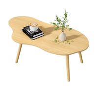 Haibinsuo Mesa de centro pequeña, mesa de té moderna de mediados de siglo, mesa de comedor con forma de nube, mesa de centro pequeña, mesa de centro ovalada de madera para sala de estar, espacios