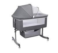Haibinsuo Moisés de noche para bebé, cama mecedora con gran curvatura, altura ajustable, cuna portátil para niños pequeños, cuna móvil para niños con red para recién nacidos 1