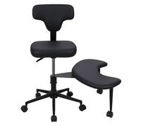 Haibinsuo silla de meditación y escritorio ergonómica con patas cruzadas para TDAH, oficina con ruedas, reposapiés giratorio de 360 grados, soporte lumbar, altura ajustable