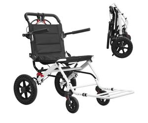 Haibinsuo Sillas de ruedas plegables ligeras para adultos y personas mayores, silla de ruedas de transporte ultraligera (14 libras), portátil, plegable con mango telescópico y ruedas traseras de 12