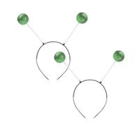 HAICN 2 diademas de alienígena con purpurina con cabeza de bola marciana, diadema de antena marciana, accesorios de disfraz para Halloween, Navidad, cosplay (verde)